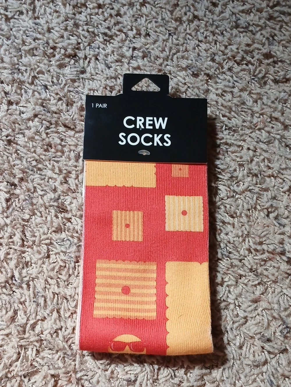 Crew Socks - Red & Yellow Patterned Men's Crew Socks